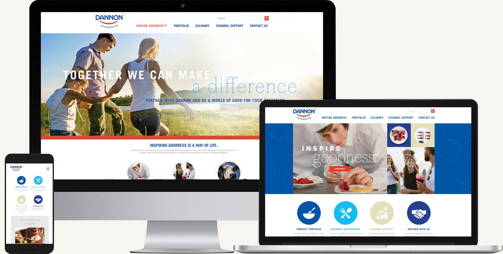 Once the Dannon Foodservice team was trained, it was time to share the positioning with the world. We updated dannonfoodservice.com with our new look, feel and messaging. The responsive design ensured a quality experience on any device.