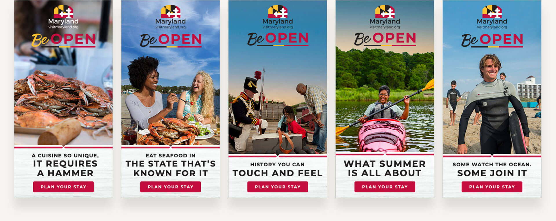 Our banner ad placements covered Maryland's big 4: seafood, water experiences, history and an elaborate trail system.