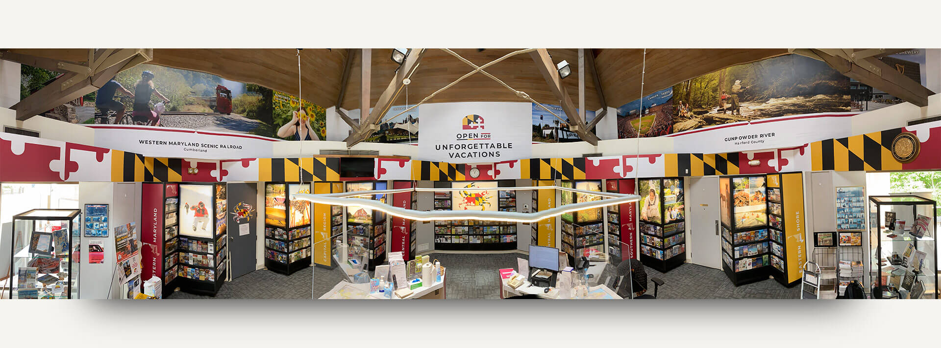 Welcome centers serve as the first greeting travelers get from the state of Maryland. We redesigned center art to reflect our open campaign.