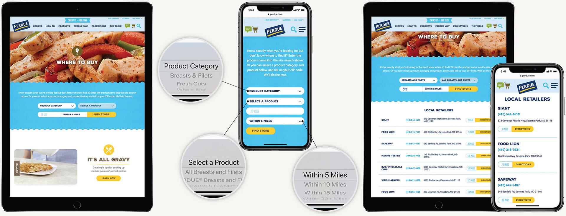 The “Where to Buy” feature was enhanced knowing that consumers would likely be using it on the go, via a mobile device. This functionality was simplified to allow for quicker searches for specific products, preferred retailers, and the closest locations.