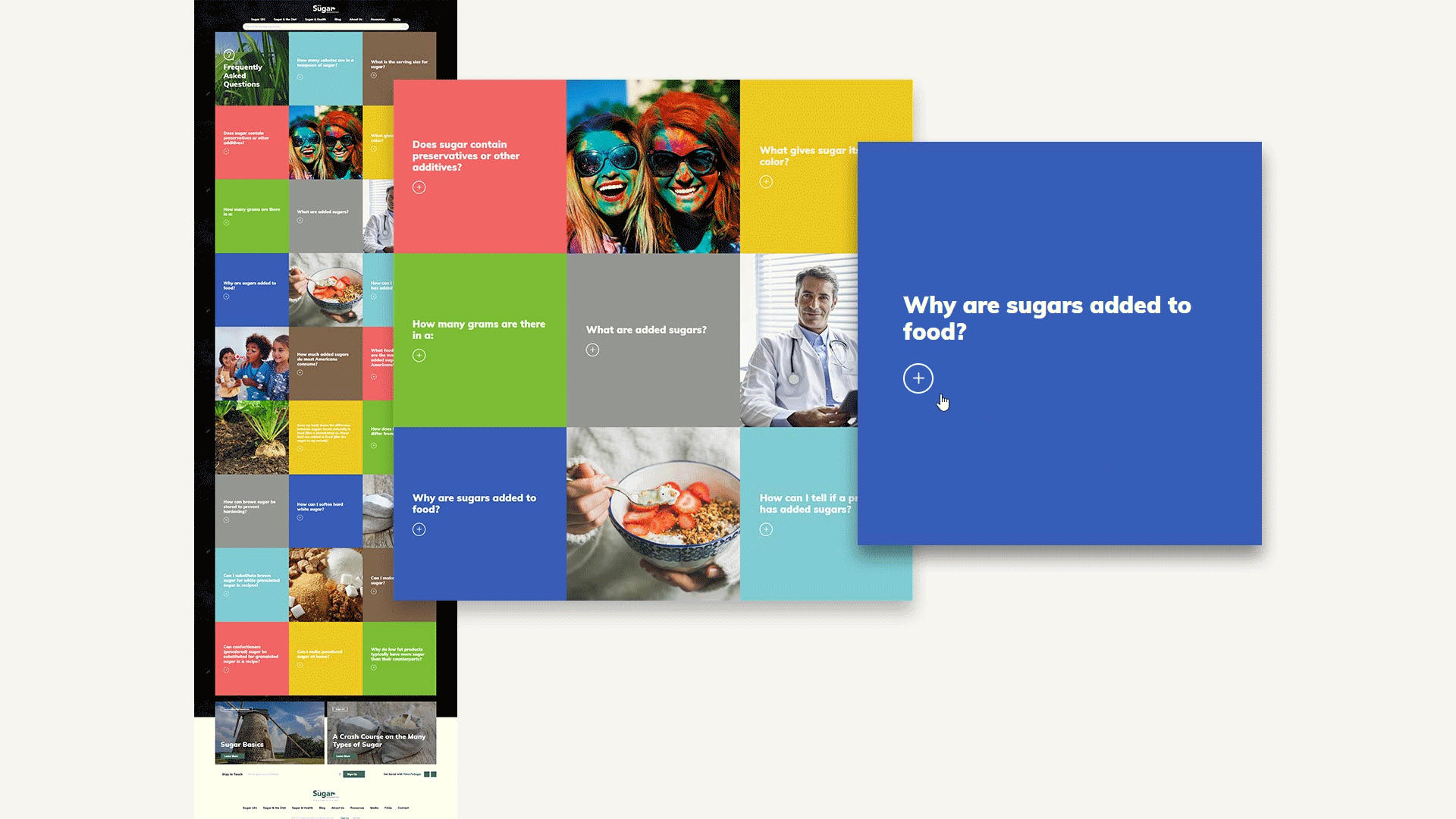 Bold color on the dark background highlighted how sugar can make life sweeter, and the site was full of microinteractions to give a more dynamic experience.