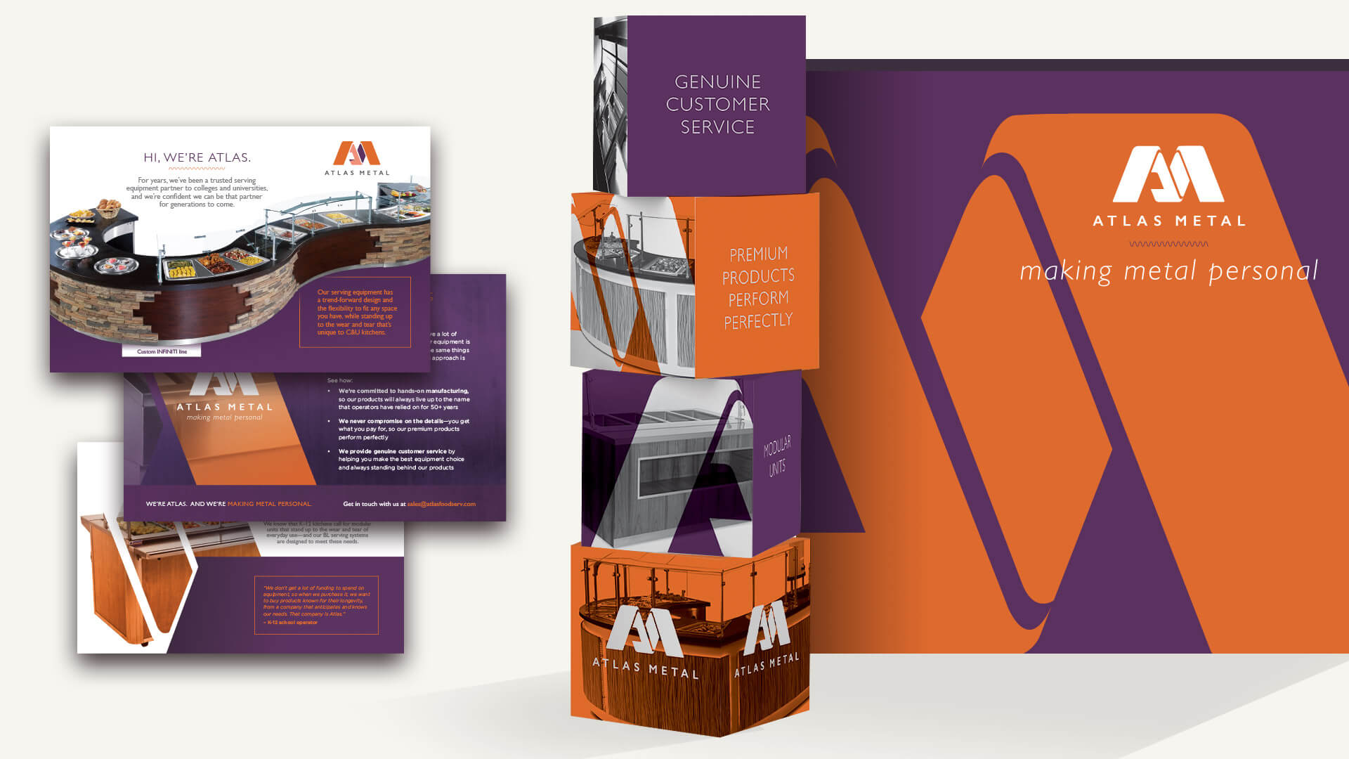 The concept of doing things differently was not limited to manufacturing products. While many equipment brands frame their trade show booths with their equipment (creating a barrier between themselves and their audience), the Atlas booth was designed modularly to create an inviting and informative experience that focused on engagement with the Atlas team.